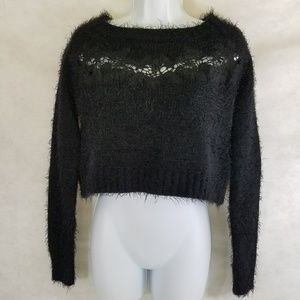Millau fuzzy cropped sweater with cutout detail